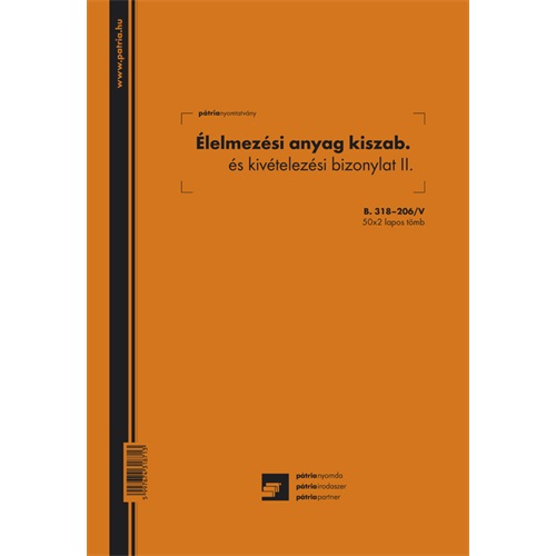 B.318-206 ÉLELMEZÉSI ANYAGKISZAB.BIZ.